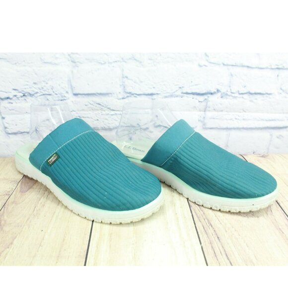 LL Bean Green Canvas Slip On Lightweight Airtight Slipper Scuff Size 10 M - Picture 3 of 9